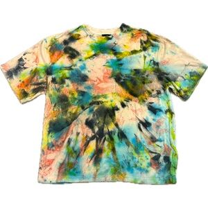 H&M Terrycloth Relaxed Fit Pocket Tee Shirt Custom DIY Tie Dye Splatter
